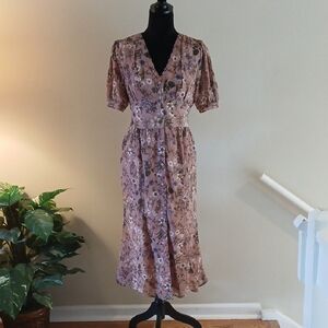 Floral V-Neck Midi Dress